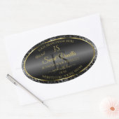 Black Gold with Glitter Initials Product Labels 楕円形シール (封筒)