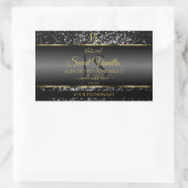 Black Gold with Glitter Initials Product Labels 長方形シール (バッグ)