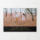 Black Gold World Map All in One Wedding 三つ折り招待状 (カバー)