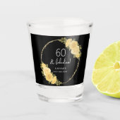 Black | Gold & Yellow Floral 60th Birthday ショットグラス (正面)