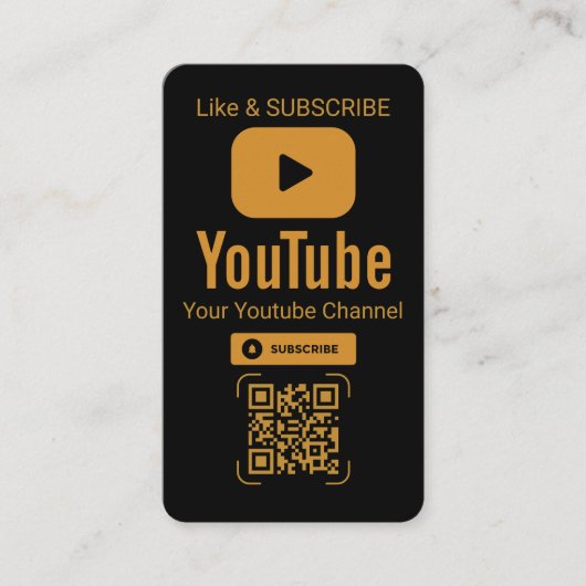 Black Gold YouTube Subscribe QR Code 名刺 (正面)