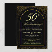 Black  Golden wedding Anniversary 招待状 (正面/裏面)