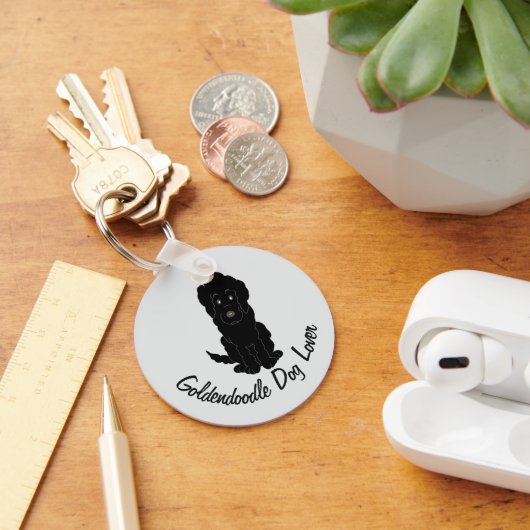 Black Goldendoodle Design Any Colour Background キーホルダー (デスク)