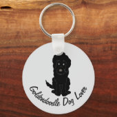 Black Goldendoodle Design Any Colour Background キーホルダー (正面)