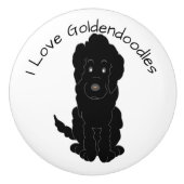 Black Goldendoodle Dog Design セラミックノブ (正面)