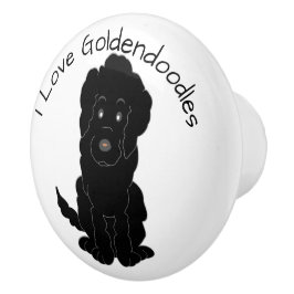 Black Goldendoodle Dog Design セラミックノブ