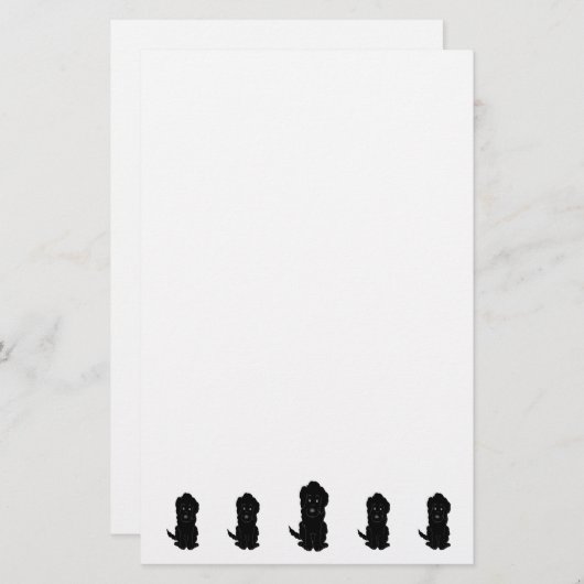 Black Goldendoodle Dog Design 便箋 (正面/裏面)
