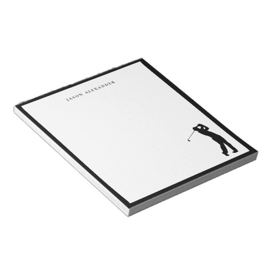 Black Golfer Silhouette Personalized  ノートパッド (アングル)