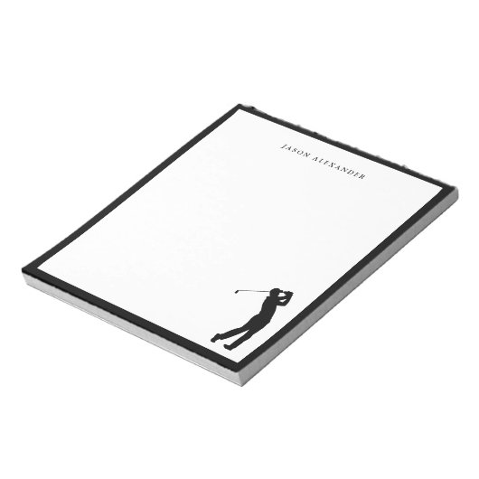 Black Golfer Silhouette Personalized  ノートパッド (回転)