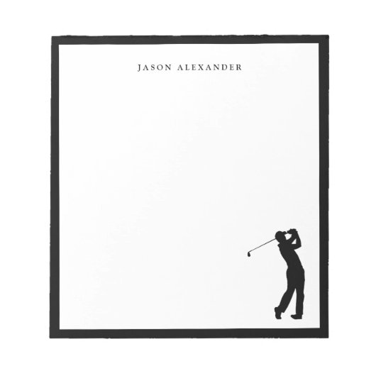 Black Golfer Silhouette Personalized  ノートパッド (正面)
