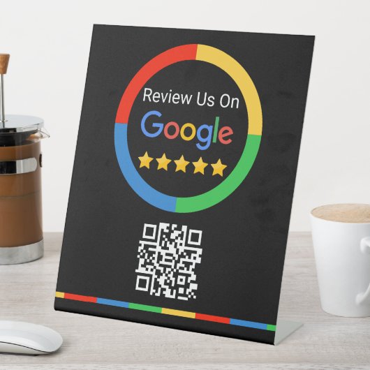 Black Google Review QR Code 5 Star Pedestal Sign 台座サイン (インサイチュ)