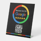 Black Google Review QR Code 5 Star Pedestal Sign 台座サイン (正面)