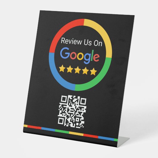 Black Google Review QR Code 5 Star Pedestal Sign 台座サイン (正面)
