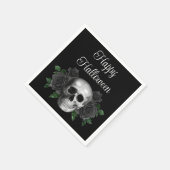 Black Gothic Black Floral Skull Halloween スタンダードカクテルナプキン (角)