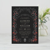 Black Gothic Gate Romance Elegant QR Code Wedding 招待状 (スタンド正面)