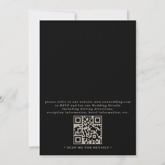 Black Gothic Gate Romance Elegant QR Code Wedding 招待状 (裏面)