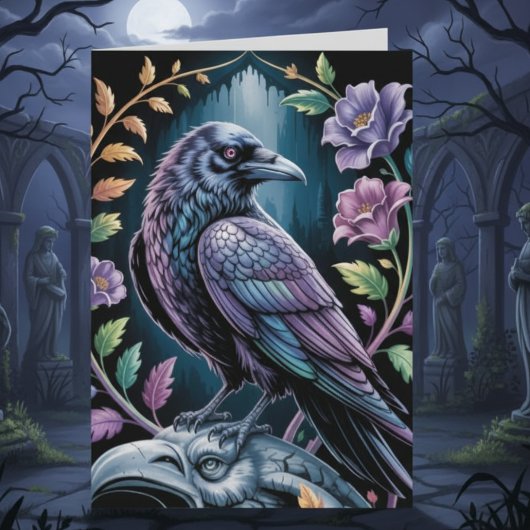 Black Gothic Raven Art Notecard サンキューカード