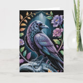 Black Gothic Raven Art Notecard サンキューカード (正面)