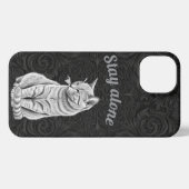 Black Gothic Stay Alone Grumpy Cat Floral iPhoneケース (裏面横)