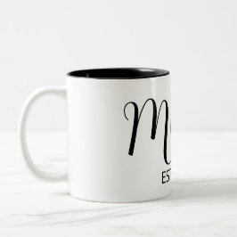 Black Graceful Big Script Established New Mom Gift ツートーンマグカップ