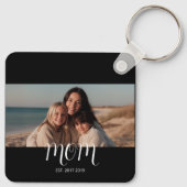Black Graceful Script Mom Established Photo  キーホルダー (裏面)