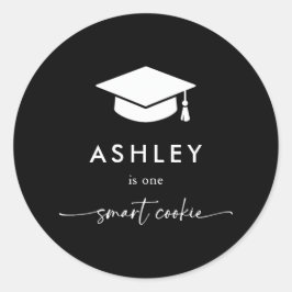 Black Grad Cap One Smart Cookie Graduation Favor ラウンドシール