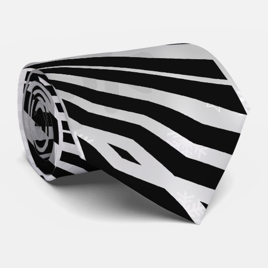 Black & Gradiant Gray Zebra pattern Mens Tie ネクタイ (ロール)