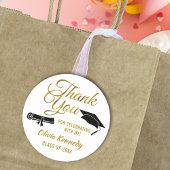 Black Graduation Cap Gold Thank You Script Favor ラウンドシール