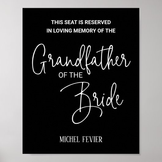 Black Grandfather of the Bride Memorial Wedding ポスター (正面)