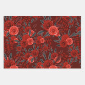 BLACK GRAT RED HALLOWEEN GIRLS FLOWERS COFFINS ラッピングペーパーシート (正面3)