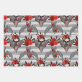 BLACK GRAT RED HALLOWEEN GIRLS FLOWERS COFFINS ラッピングペーパーシート (正面)