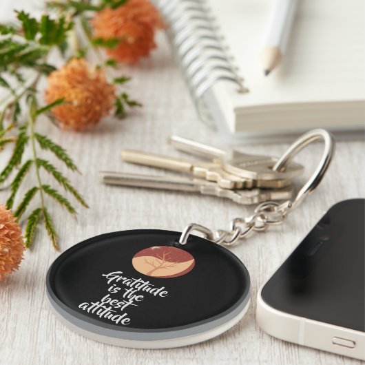 Black Gratitude Acrylic Keychain キーホルダー (正面右)
