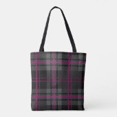 Black Gray and Pink Tartan Print Plaid Scottish トートバッグ (裏面)