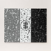 Black gray and white music notes ジグソーパズル (横)