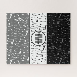 Black gray and white music notes ジグソーパズル