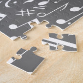 Black gray and white music notes ジグソーパズル (側面)