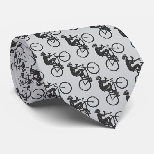 Black Gray Biking Biker Cyclist Lovers Pattern Art ネクタイ (ロール)