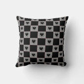 Black&Gray Checkered Tile With Hearts Pattern クッション (裏面)