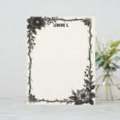 Black & Gray Flowers Thorny Frame Stationery Paper レターヘッド (スタンド正面)