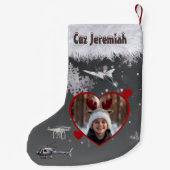 Black Gray Jet Drone Aerial Flight Lovers Photo スモールクリスマスストッキング (裏面)