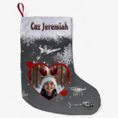 Black Gray Jet Drone Aerial Flight Lovers Photo スモールクリスマスストッキング (正面)