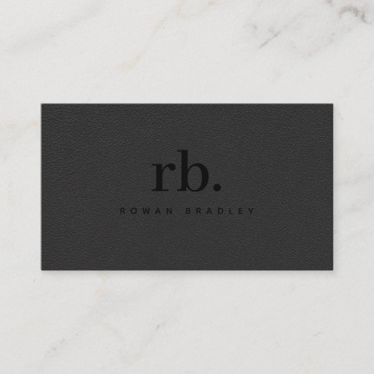 Black & Gray Leather Monogram Clean Professional 名刺 (正面)
