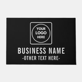 Black Gray Logo Business Company doormat ドアマット