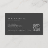 Black Gray Minimal Monogram Qr Code Professional 名刺 (裏面)