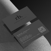 Black Gray Minimal Monogram Qr Code Professional 名刺