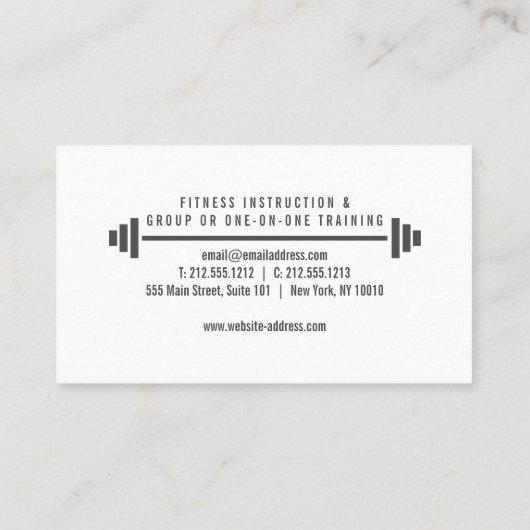 Black & Gray Minimalist Personal Trainer Fitness 名刺 (裏面)