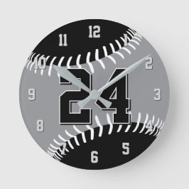black gray or ANY team colors baseball ラウンド壁時計