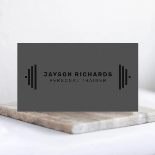 Black/Gray Personal Trainer Minimal Professional 名刺