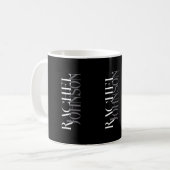 Black Gray Personalized Names  コーヒーマグカップ (正面左)