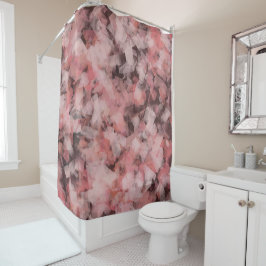 Black Gray Pink White Modern Geometric Abstract シャワーカーテン